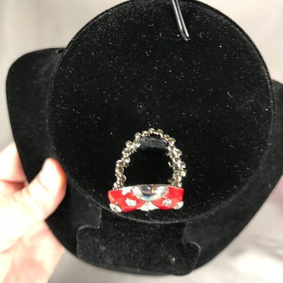 Jeweled Ladybug Stretch Band Adjustable Ring - Picture 2 of 5